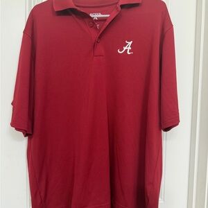 Antigua Crimson Red Men’s Polo with White Script A Logo